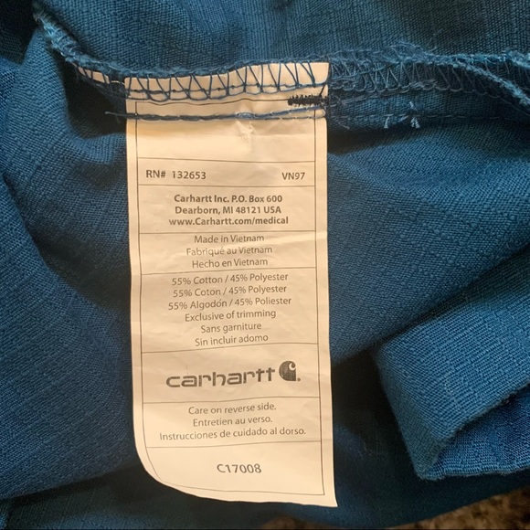 Women’s L Carhartt Teal Ripstop Solid V-Neck Scrub Top C17008 - Picture 10 of 10